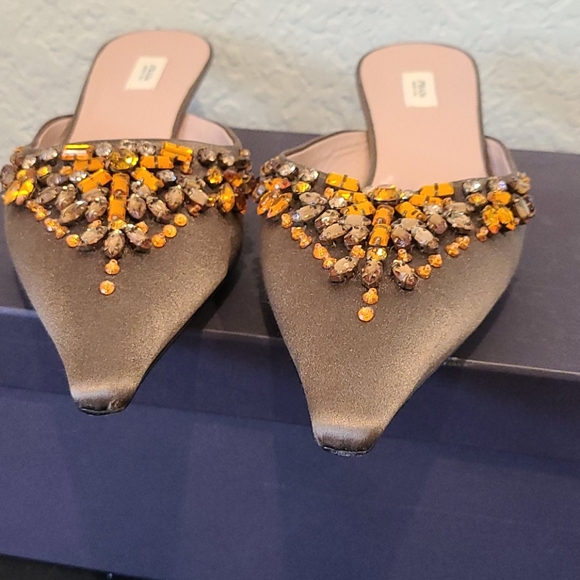 Prada Shoes | Stunning Prada Satin Rhinestones Mules | Poshmark